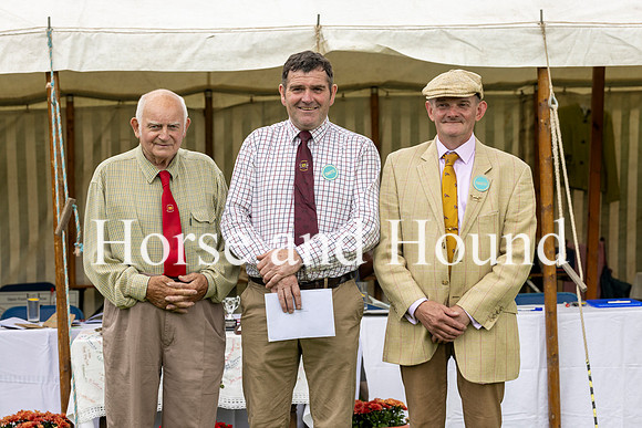 0006. Presentation for Michael Nicholson MFH for 33yrs with the Coniston. L to R David Dixon MFH and Nick Mowberry MFH
