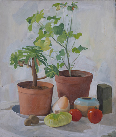 83.Still life with geraniums and tomatoes